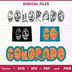 Colorado State sticker SVG PNG, Colorado wall art, Digital illustration Svg, States Clipart, Digital Download, sublimation design
