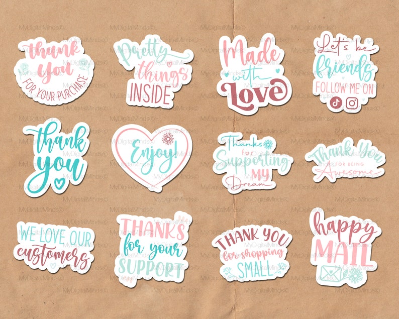 Thank You Stickers SVG, Bundle Thanks Svg, Digital Label Thanks Svg ...