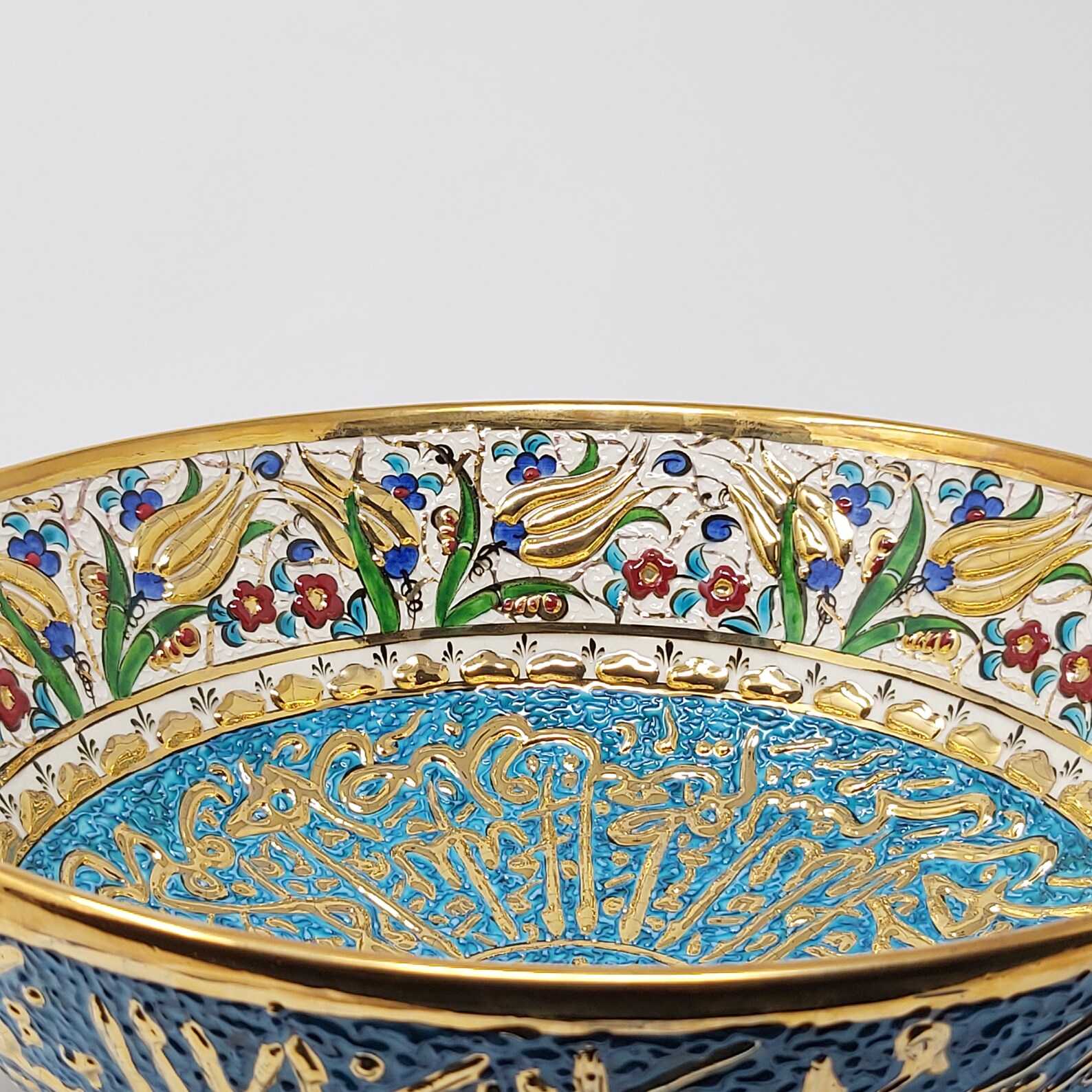 Handpainted 12 carat gold islamic ceramic plate 14'' Etsy