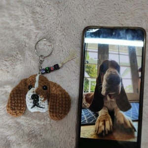 Personalised Crochet Dog Face Keyring, Custom Pet Portrait Keyring, Gifts for Dog Lovers, Personalised dog Portrait, Dog Face Keyring