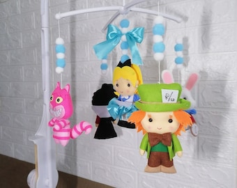 Alice in Wonderland handmade musical baby crib mobile || Nursery Decoration || Boys and Girls || Newborn Infant Baby Toddler Nursery Toy