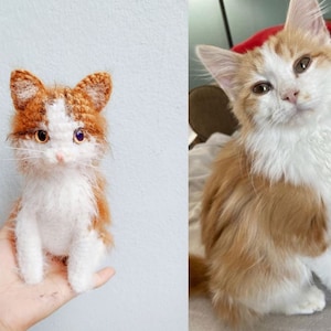 Chat au crochet personnalisé, peluche chat personnalisée, peluche personnalisée, cadeau personnalisé pour animal de compagnie, souvenir d'animal de compagnie, cadeau de Noël pour amoureux des chats