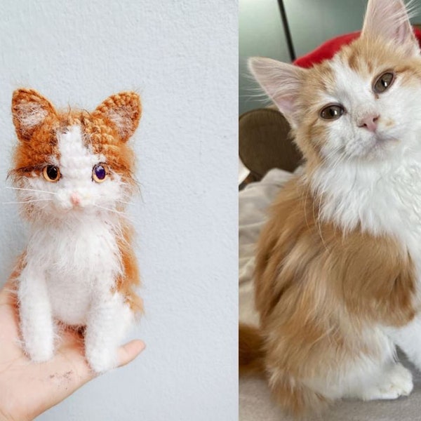 Custom Crochet Cat, Custom Cat Plush, Custom Stuffed Animal, Personalized Pet Gift, Pet Memorial, Christmas Gift for cat lover