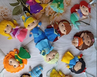 Princesses Felt Ornaments || Princesses Felt Doll || Nursery Garland ||Nursery Decoration || Newborn Infant Toddler Nursery