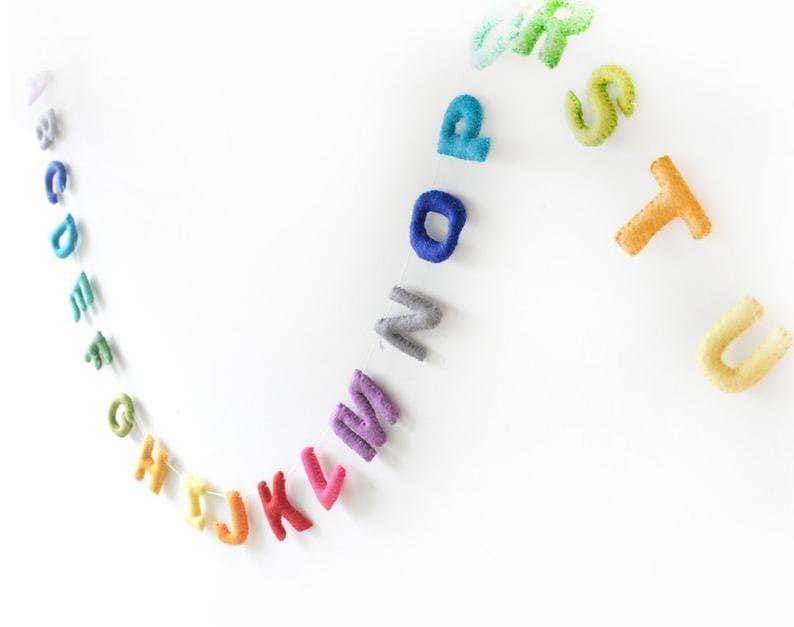 Alphabet Handmade Felt Garland Nursery Decor Baby Shower Etsy