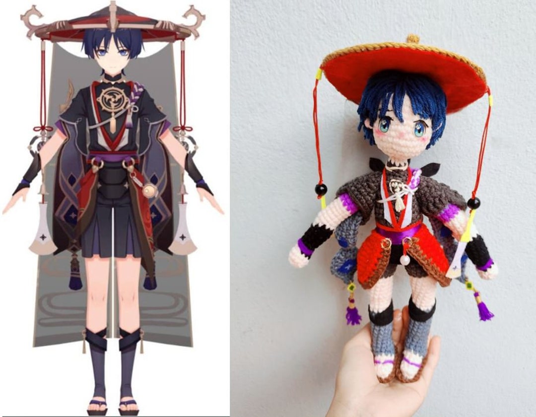 Genshin Impact Scaramouche Plushies Doll Amigurumi Chibi Style, Genshin