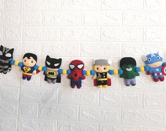 Felt Super Heroes Character ornaments, Captain America, Thor, Hulk, Black Panther, Iron Man, Spider Man, Christmas ornaments