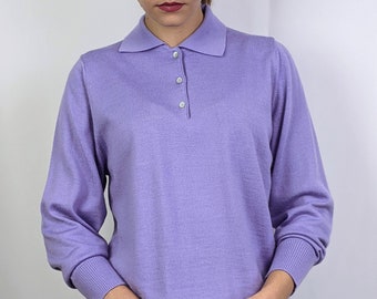 Vintage 1990s lilac 50% wool collared essential basic jumper size S/M