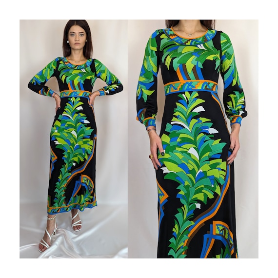 funky maxi dresses Funky Retro Chicken Print Wide Straps Maxi Dress With Pockets L-CottonPoppy