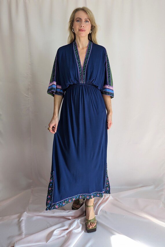 70s vintage Janice Wainwright silk viscose maxi b… - image 3