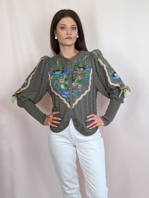 80s Mutton Sleeves Cardigan