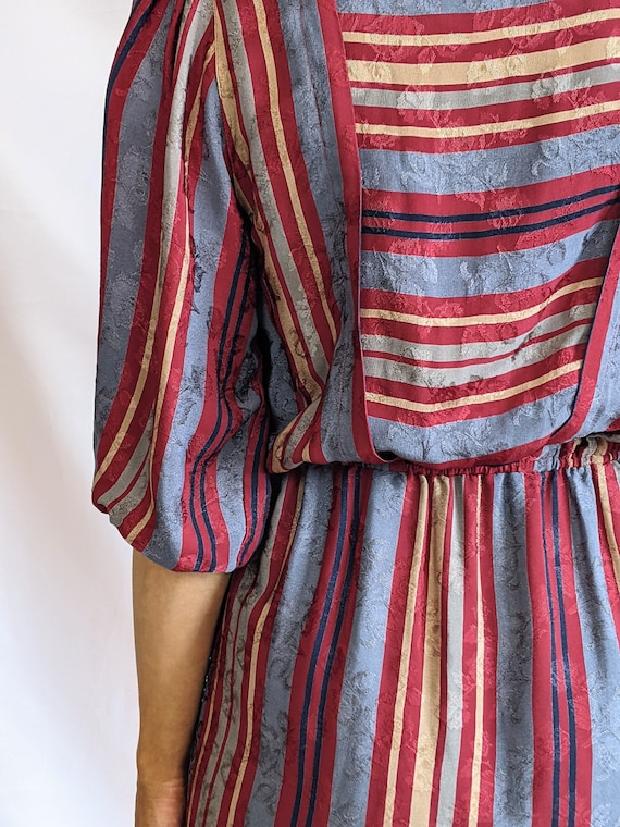 True vintage 1970s satin finish striped midi visc… - image 8