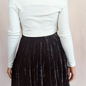 y2k 00s vintage Blumarine black velvet mini pleated skirt with diamante buckle/ high waist/ school girl/ glam/ chic/ rayon/ size S image 8