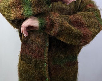 True Vintage Hand Knitted 1990s Mohair and Wool Striped