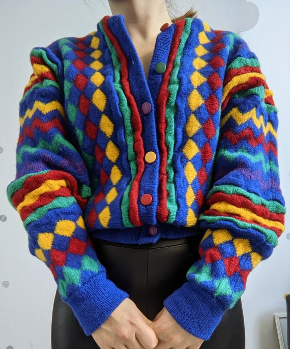 Vintage Tulchan Pure New Wool Multicolour Buttoned