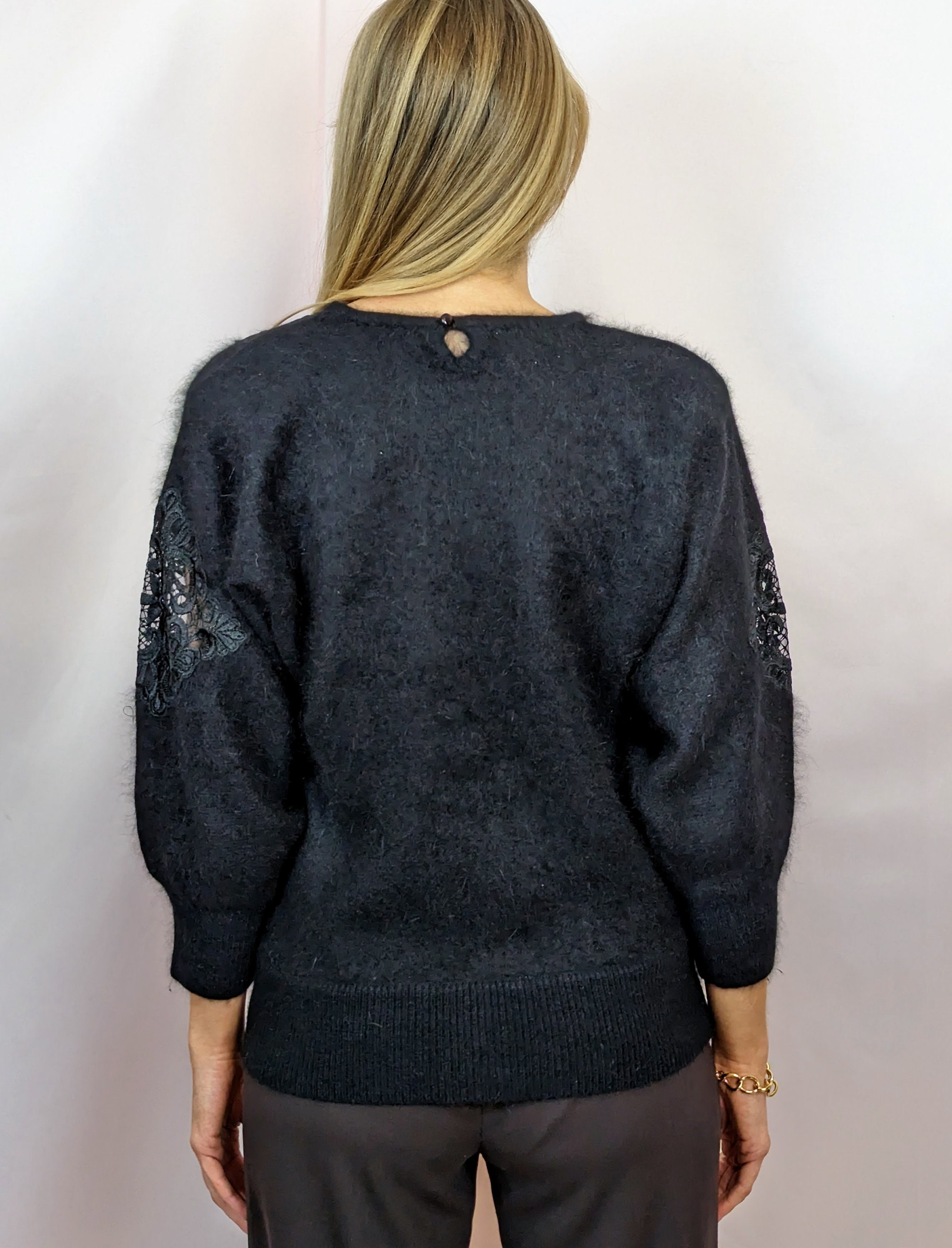 Pull Vango Noir En Laine D’agneau Et Angora – Taille L (38/40), Comme Neuf, Super Doux Et Chaud