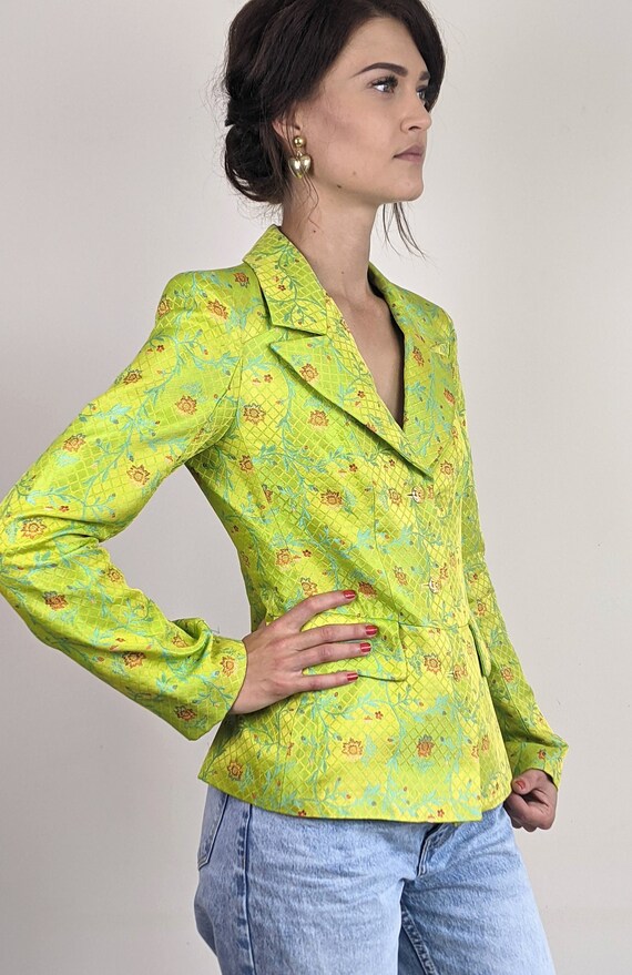 Vintage 1990s Christian Lacroix Bazar Lime Green Embroidered