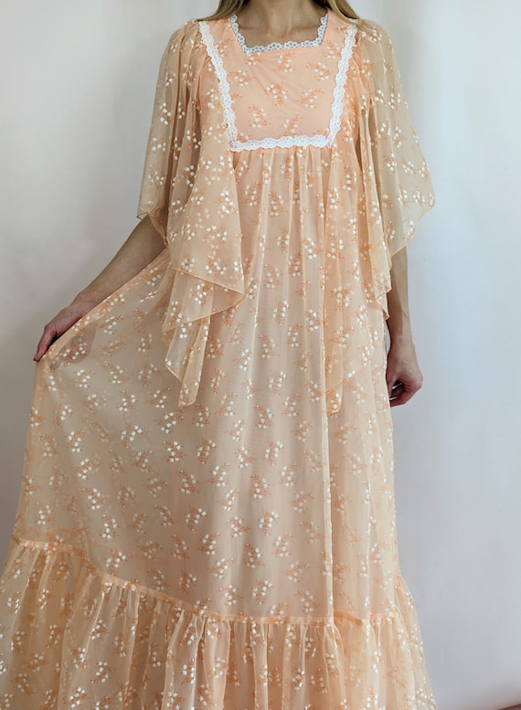 Dominique Flutter Sleeve Vintage Bib Dress - Peony main image 1