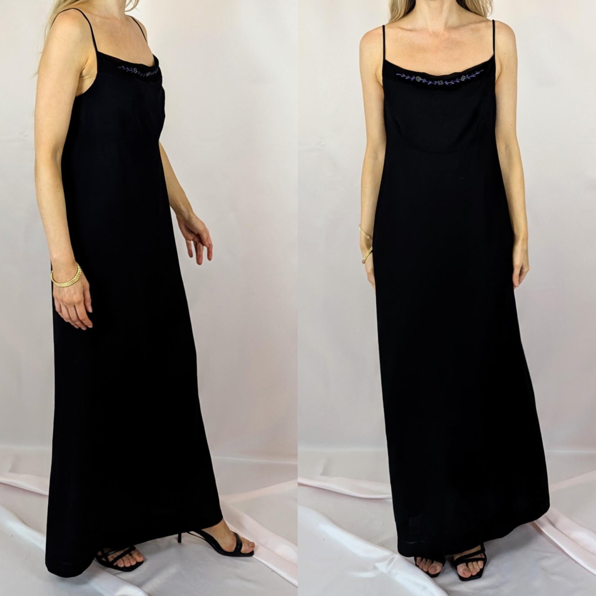 ワンピース 90s OLD Black Long One-piece Dress Long Black 90s Dress - Etsy