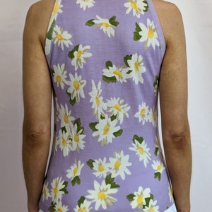 True vintage Y2K 2000s Moschino 100% wool lilac sleeveless top with floral daisy pattern quirky cute pastel chic size S/ XS image 10