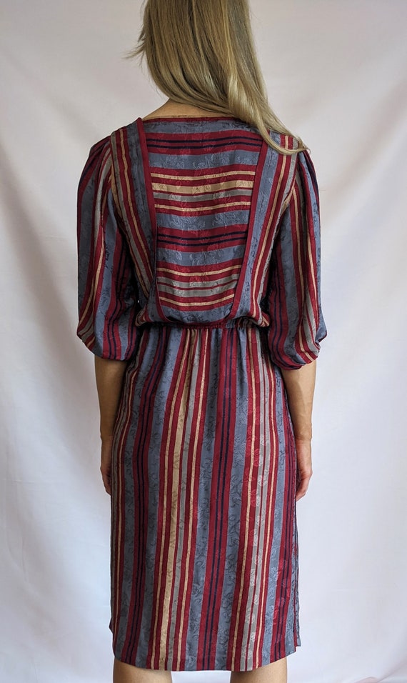 True vintage 1970s satin finish striped midi visc… - image 7