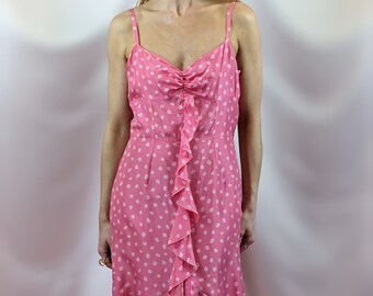 chinese dress ladies Straps Pink Polka Dots Fitted Long Dress  Ohmollydress