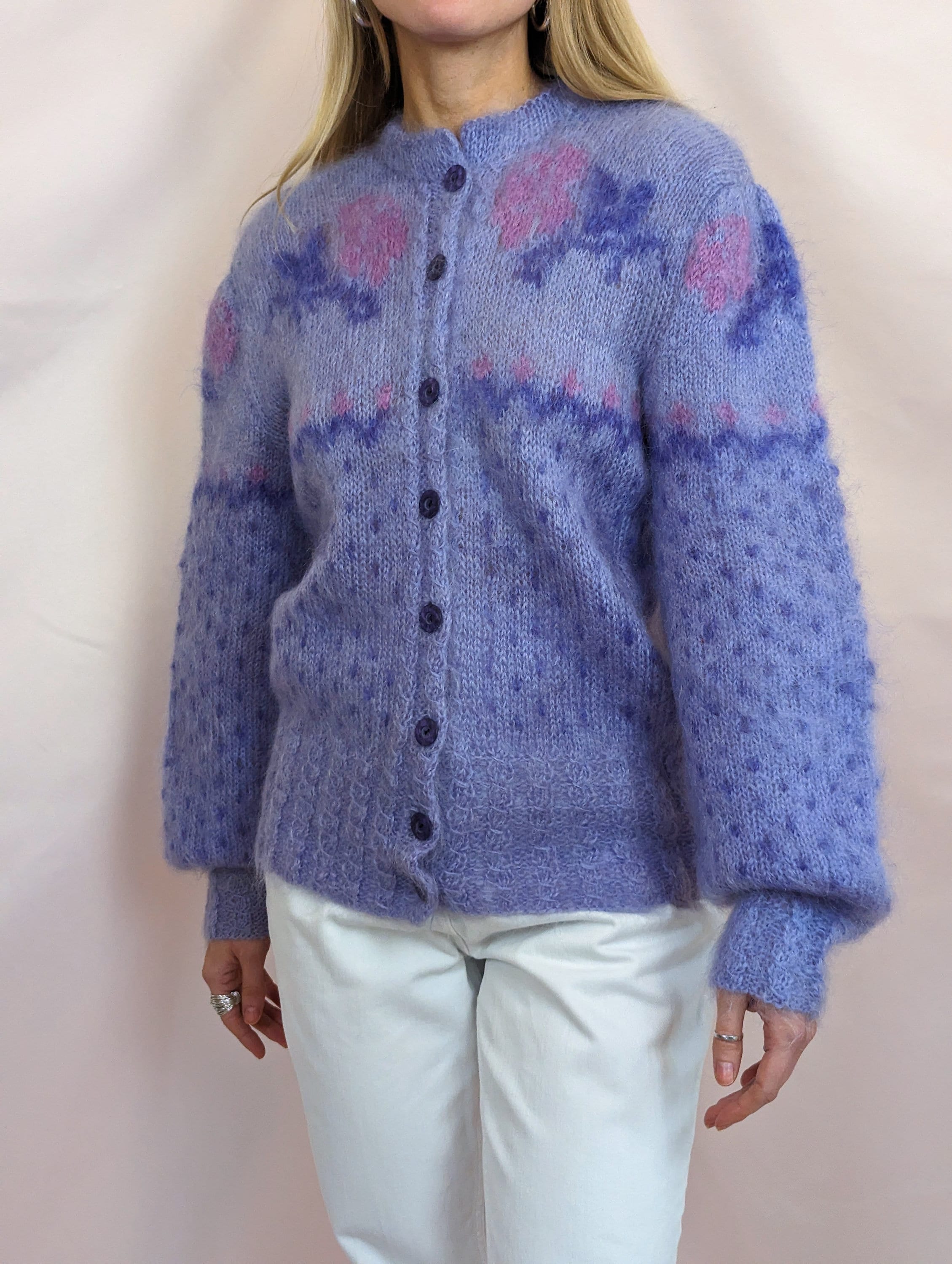 Donnel L S Embroidery Cardigan Knit Pastel Lilac Detail main image 1