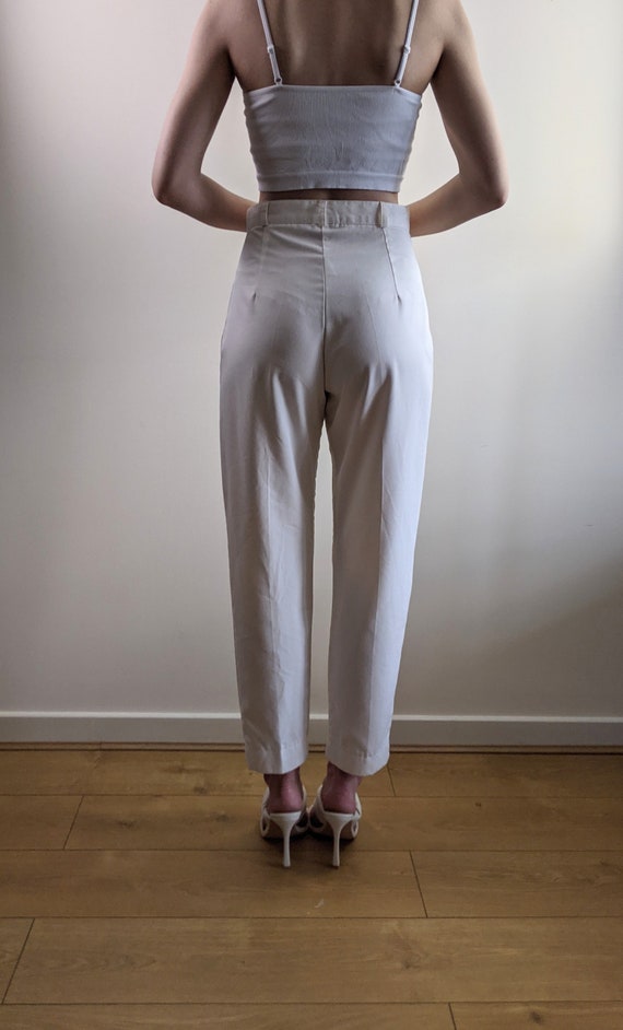 Vintage Y2K ecru cream summer tapered trousers co… - image 4