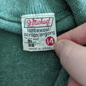 Haut pull tricoté vintage à manches courtes des années 70/ vert poussiéreux/ col/ MOD/ décontracté/ preppy/ laine/ angora taille S image 10