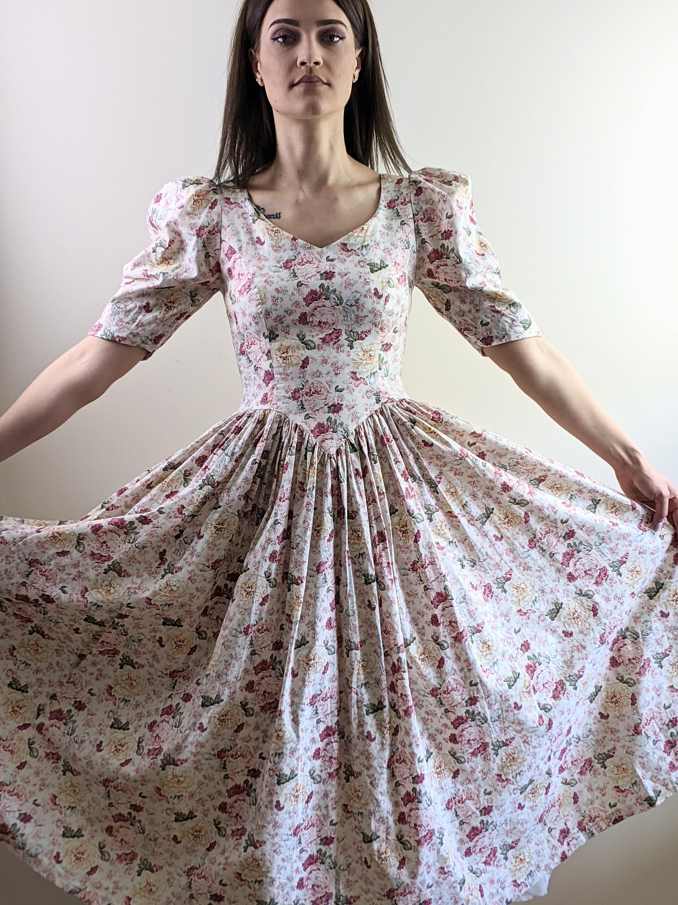 Vintage 1980s Hand Made Dress Inspired by Laura Ashley Floral - Etsy UK