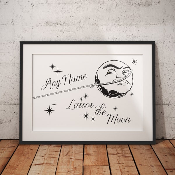 Personalised Wonderful Life inspired George Lassos the Moon in Paper A5, A4 and A3 and Metal Sizes A5 & A4