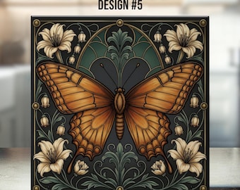 Art Nouveau Ceramic Tile – Butterfly - Timeless Elegance Home Décor - Design #5 - 11 Colurs