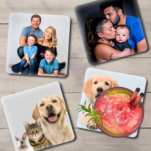 Personalised Drinks Coasters Choose Favourite Family Photos, Album Covers, Artwork, Company Logo, To Create your Set of Beautiful Coasters image 3