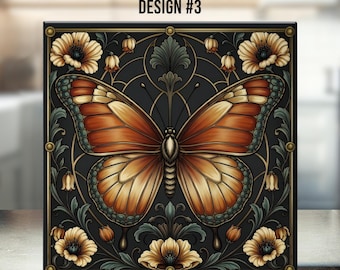 Art Nouveau Ceramic Tile – Butterfly - Timeless Elegance Home Décor - Design #3 - 11 Colurs