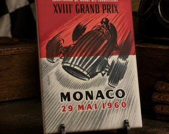 Vintage Monaco Grand Prix Ceramic Tile/Ornament, Classic Racing Posters, Formula Motorsport Gift, Garage Decor - 1960 - 1969 Collection