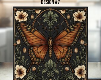 Art Nouveau Ceramic Tile – Butterfly - Timeless Elegance Home Décor - Design #7 - 11 Colurs