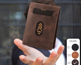 Slim Bifold Full Grain Leather Wallet: RFID Blocking, Minimalist Design