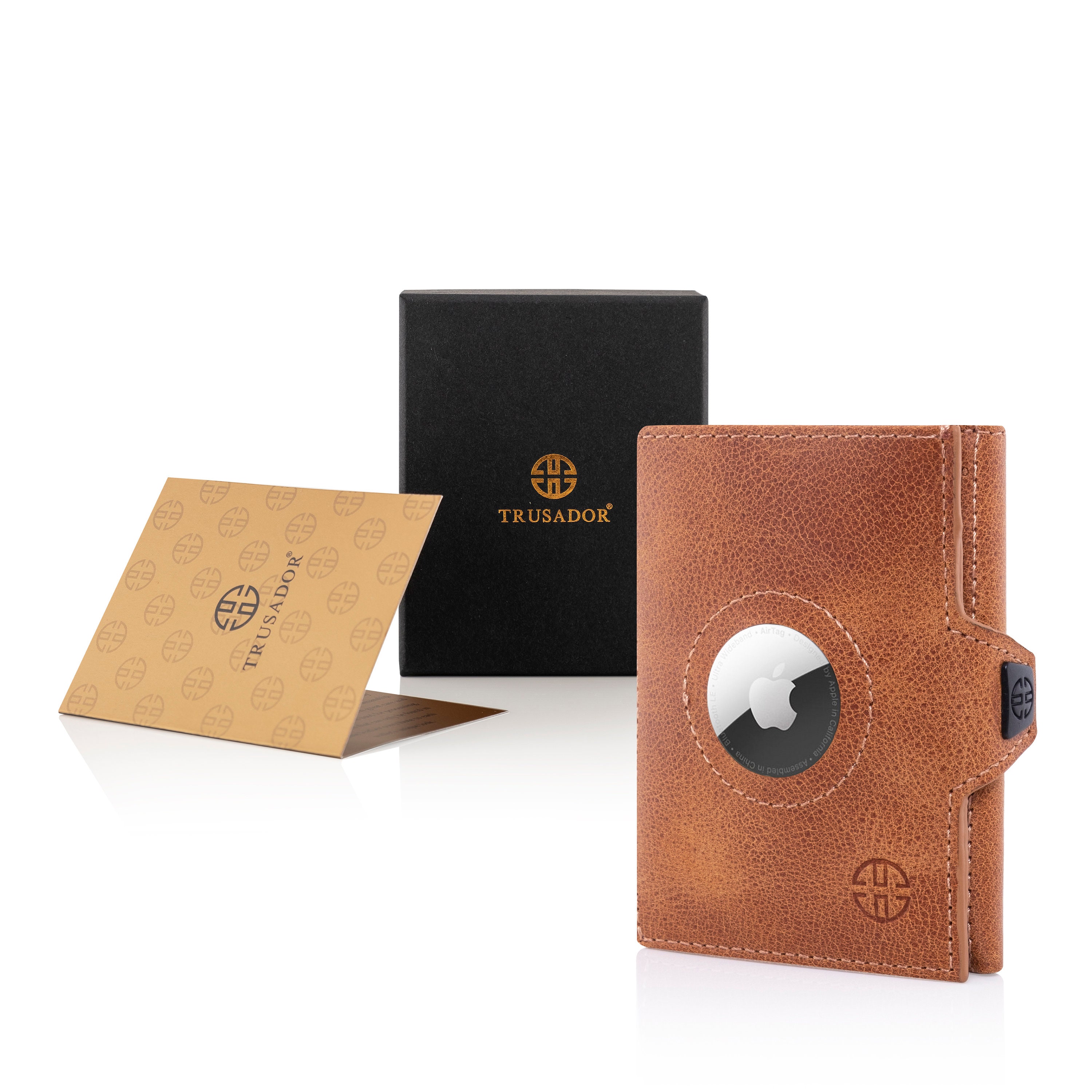 Portafoglio Uomo Trifold In Pelle Con Alloggiamento Per Airtag - RFID Blocking, Nero