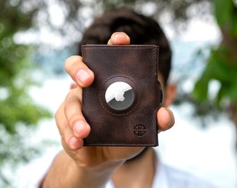 AirTag Leather Wallet: RFID Blocking Trifold with Coin Pocket