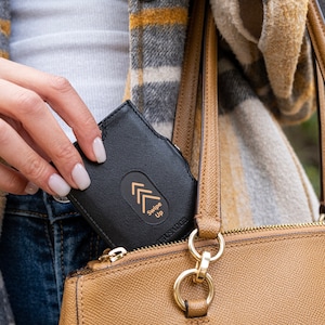 Monedero pequeño de cuero • Monedero unisex con bolsillo frontal y bloqueo RFID • Monedero rosa, negro, azul, marrón, verde carbón • Regalos de cumpleaños • Valencia