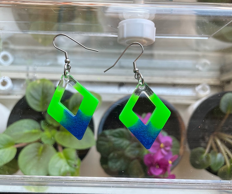 Blue Green Diamond Shaped Earrings Ireland Seattle Sounders Seattle Seahawks Clear