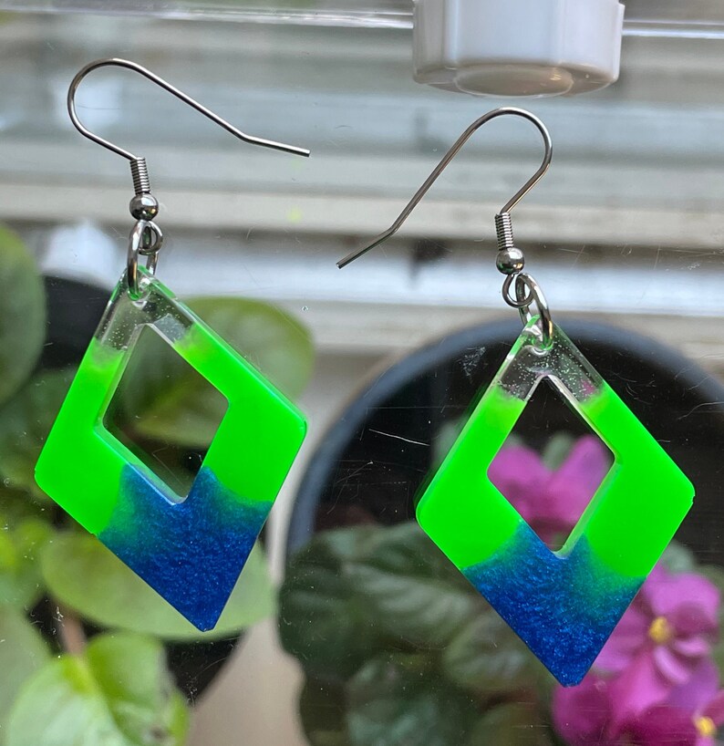 Blue Green Diamond Shaped Earrings Ireland Seattle Sounders Seattle Seahawks Clear
