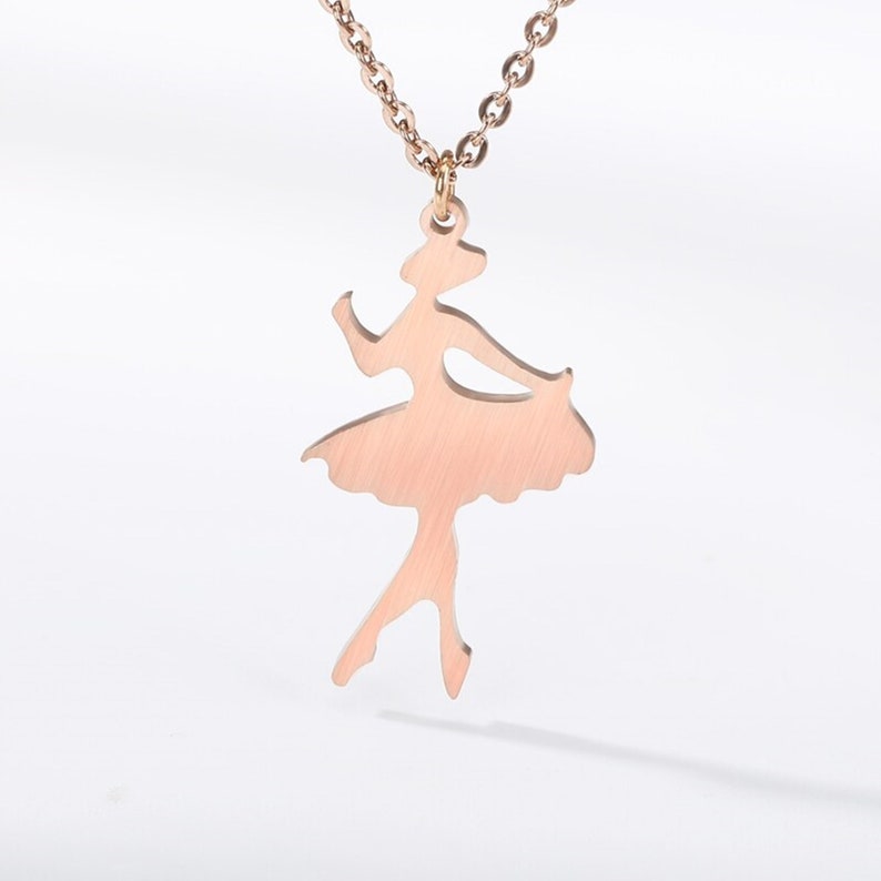 Tiny Dancer Pirouette Ballerina Girl Shape Necklace For Women Minimal Jewelry Stainless Steel Rose Gold Ballet Necklace Collares
