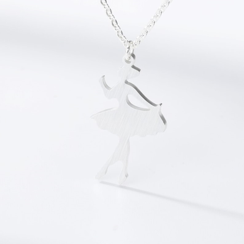 Tiny Dancer Pirouette Ballerina Girl Shape Necklace For Women Minimal Jewelry Stainless Steel Rose Gold Ballet Necklace Collares