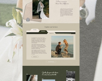 Romantische Squarespace-websitesjabloon | Premium trouwfotograafwebsite | Squarespace 7.1 | Poëtische websitesjabloon
