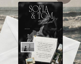 Editorial Black Wedding Website | Old Money Aesthetic Wedding Web Canva Template | Digital RSVP website templates | Luxury Wedding Template