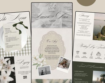 Modèle de Site Web de mariage vert romantique | Design élégant sur toile (numérique)