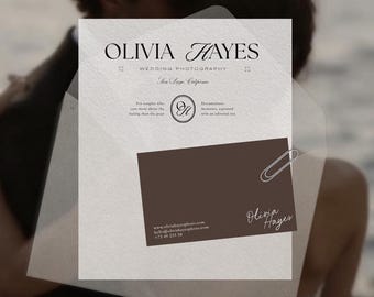 Brandingkit fotograaf, minimalistisch canvas-logosjabloon, redactionele merkidentiteit canva-sjablonen