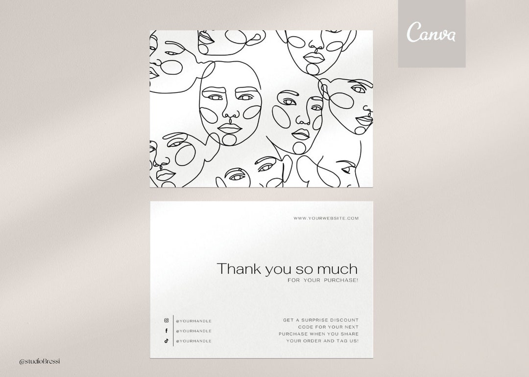 Minimal Thank You Card Editable Template, Thank You Note Canva Template ...