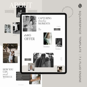 Squarespace Website Template for Wedding Photographers | Squarespace 7.1 Fluid Engine Template | Modern Website for Service Providers